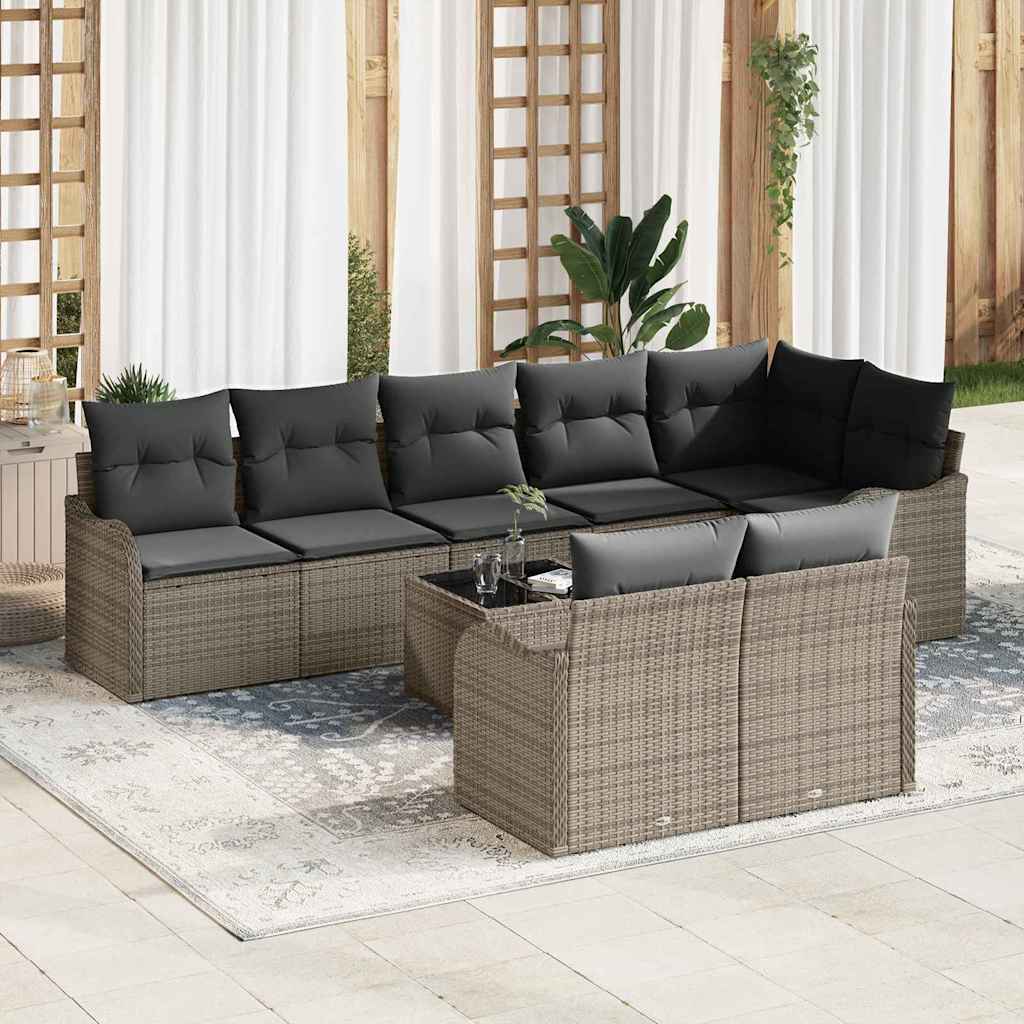 Gartensofa-set 9 stk. Grau Poly-Rattan