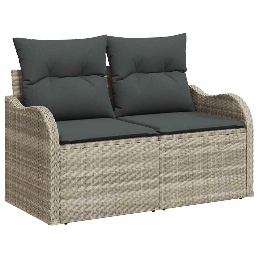 Gartensofa-set 11 stk. Hellgrau Poly-Rattan