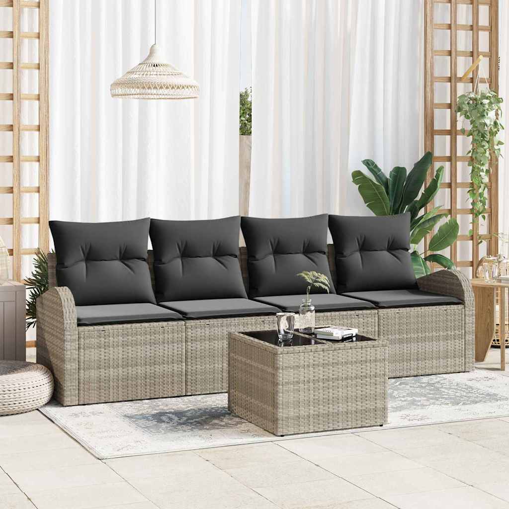 Gartensofa-set 5 Stk. 4-Sitzanzahl Hellgrau und Dunkelgrau