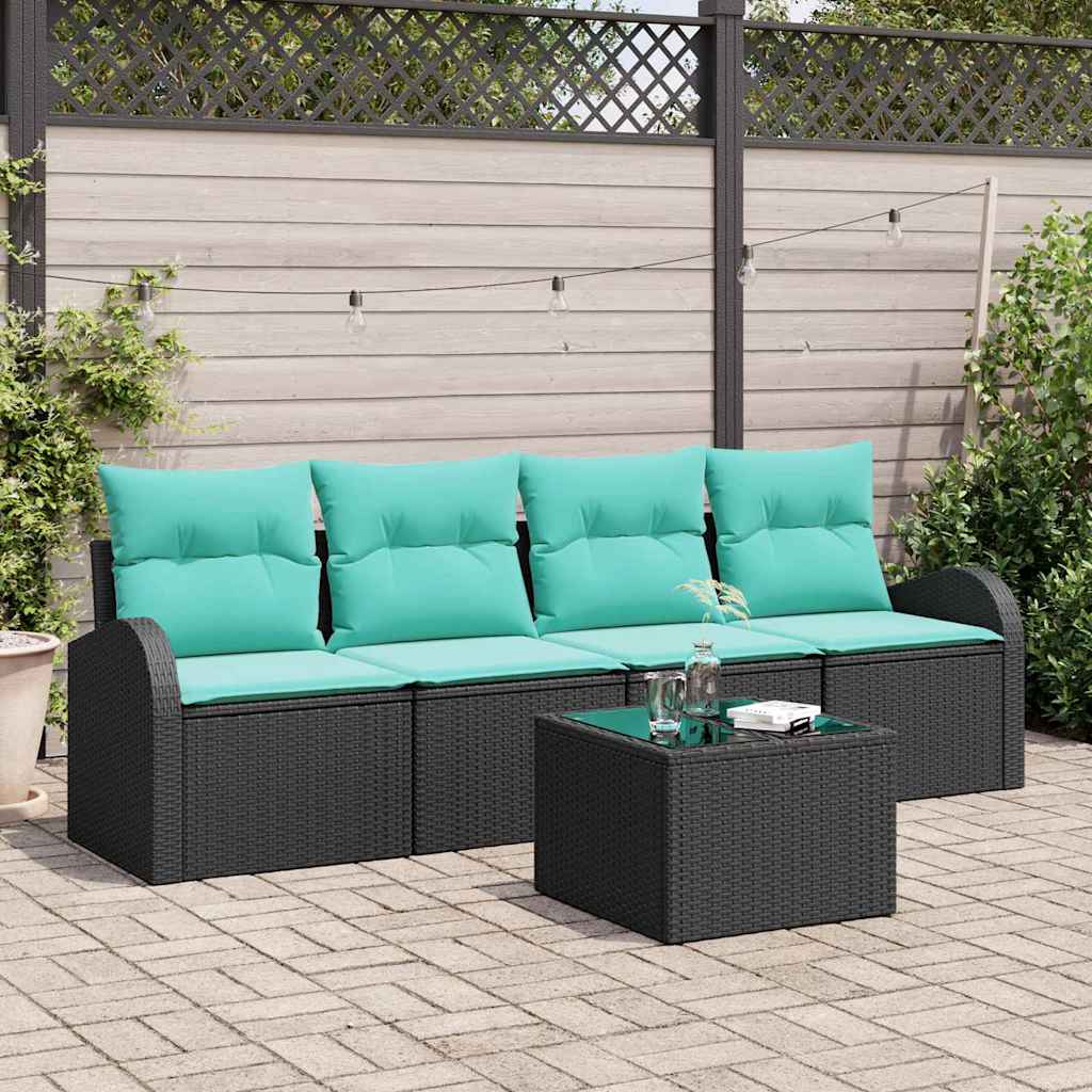 Gartensofa-set 5 stk. 4-Sitzanzahl Schwarz und Türkis