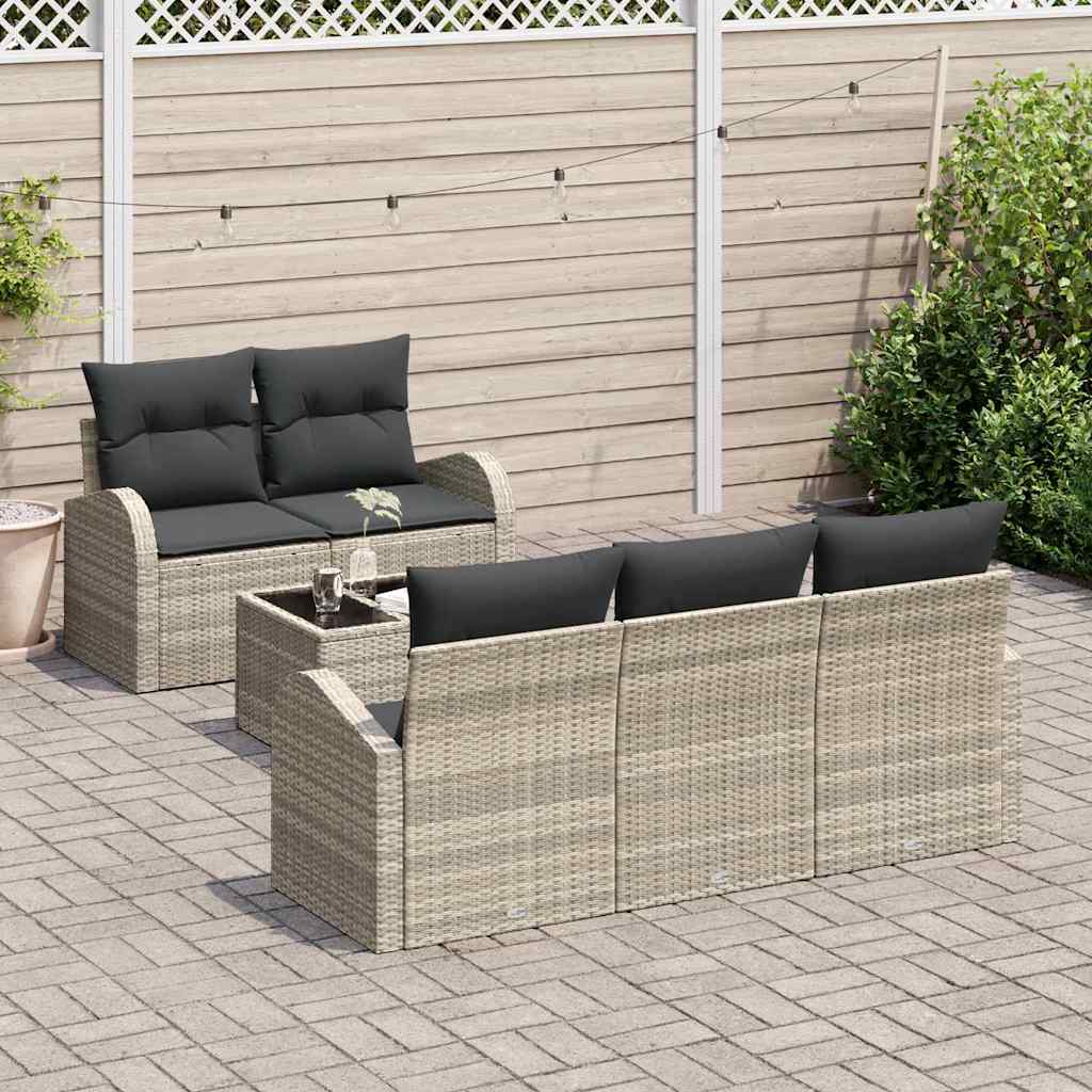 Gartensofa-set 6 stk. 5-Sitzanzahl Hellgrau und Dunkelgrau