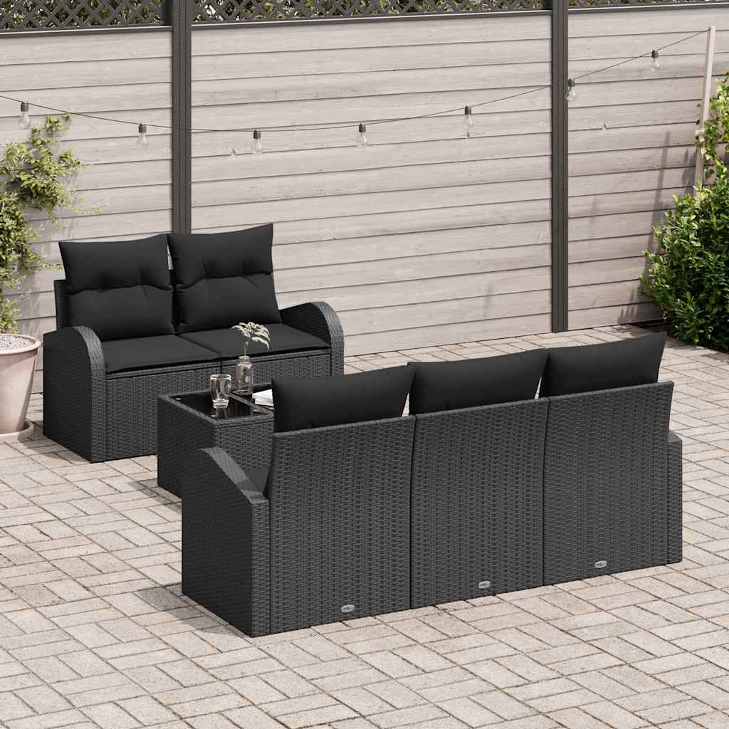 Gartensofa-set 6 stk. 5-Sitzanzahl Schwarz Poly-Rattan