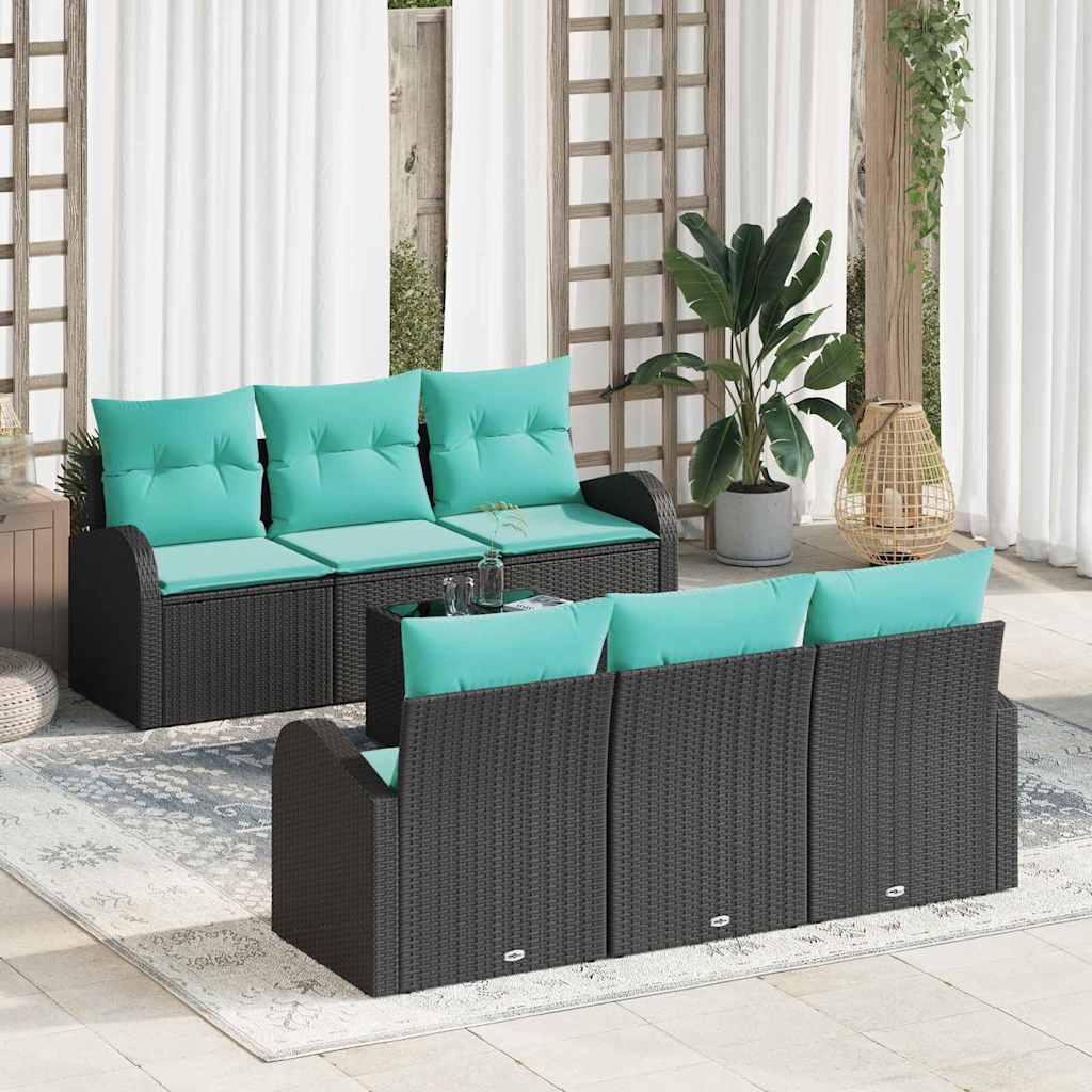Gartensofa-set 7 stk. 6-Sitzanzahl Schwarz und Türkis