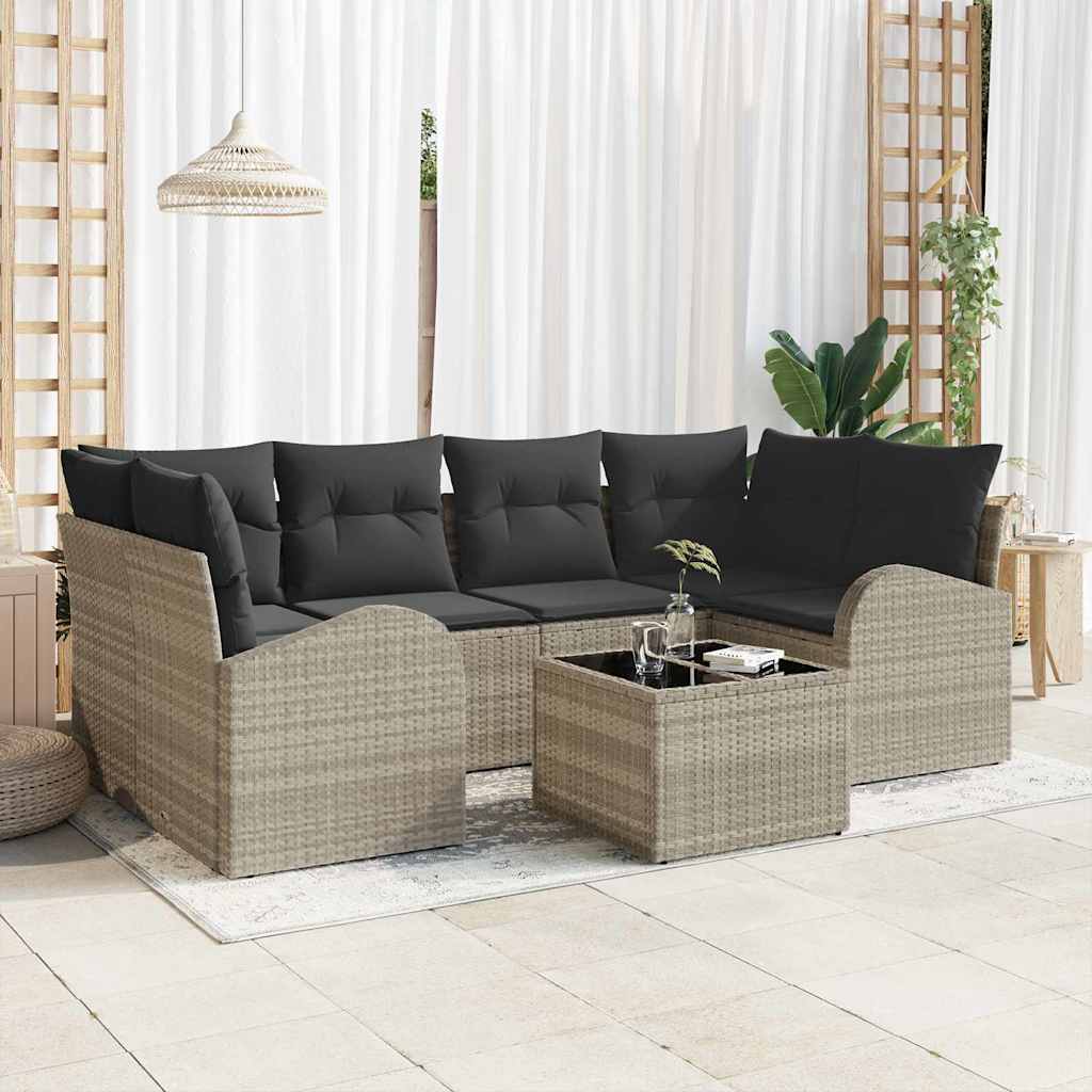Gartensofa-set 7 stk. 6-Sitzanzahl Hellgrau und Dunkelgrau
