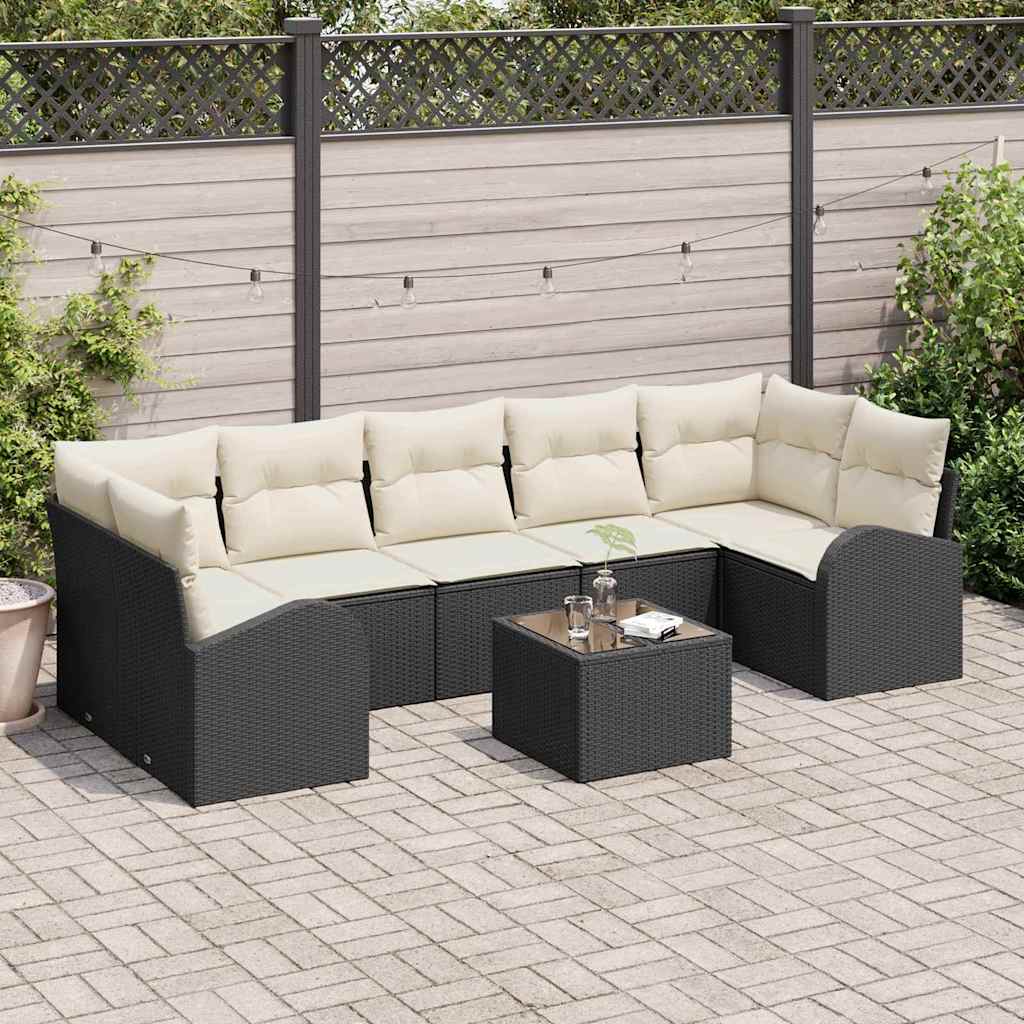 Gartensofa-set 8 stk. 7-Sitzanzahl Schwarz und Creme