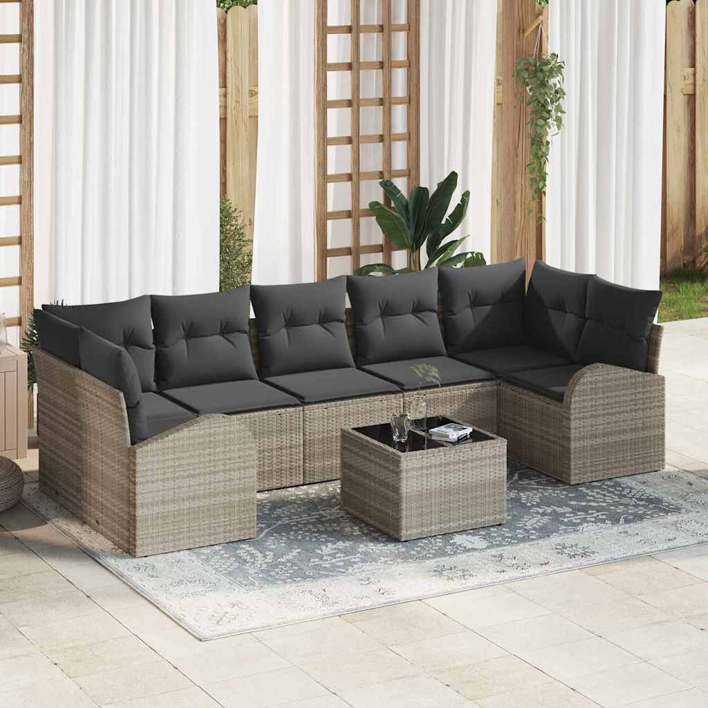 Gartensofa-set 8 stk. 7-Sitzanzahl Hellgrau und Dunkelgrau