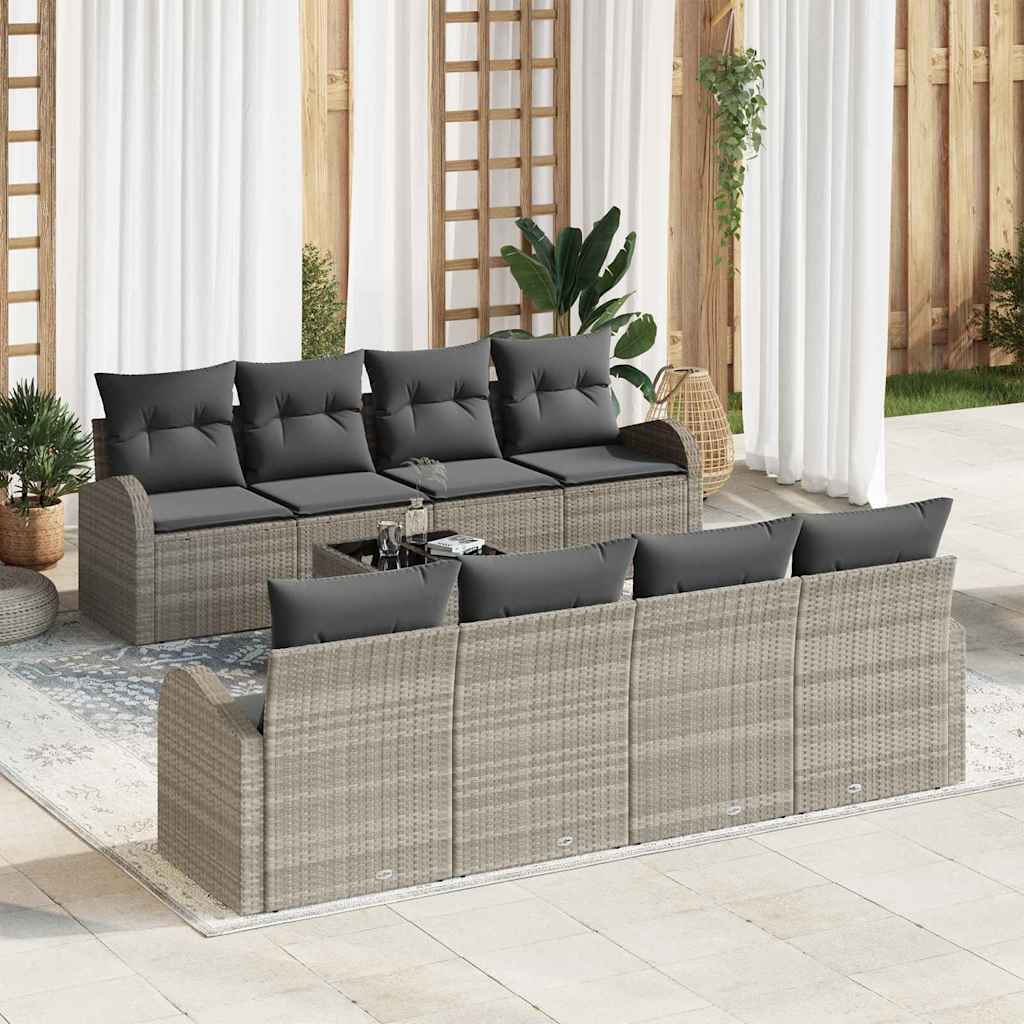 Gartensofa-set 9 Stk. 8-Sitzanzahl Hellgrau und Dunkelgrau