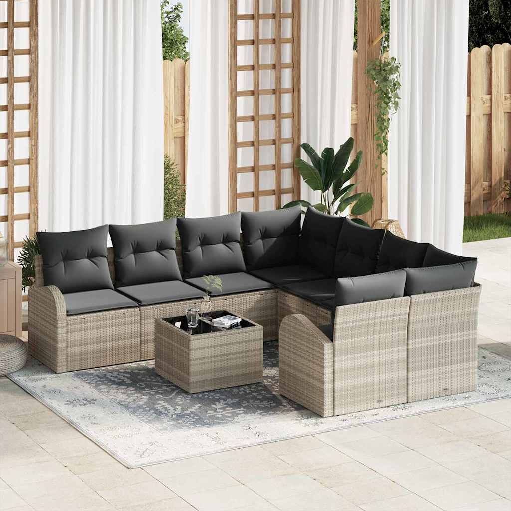 Sofa Set 9 stk. 8-Sitzanzahl Hellgrau und Dunkelgrau