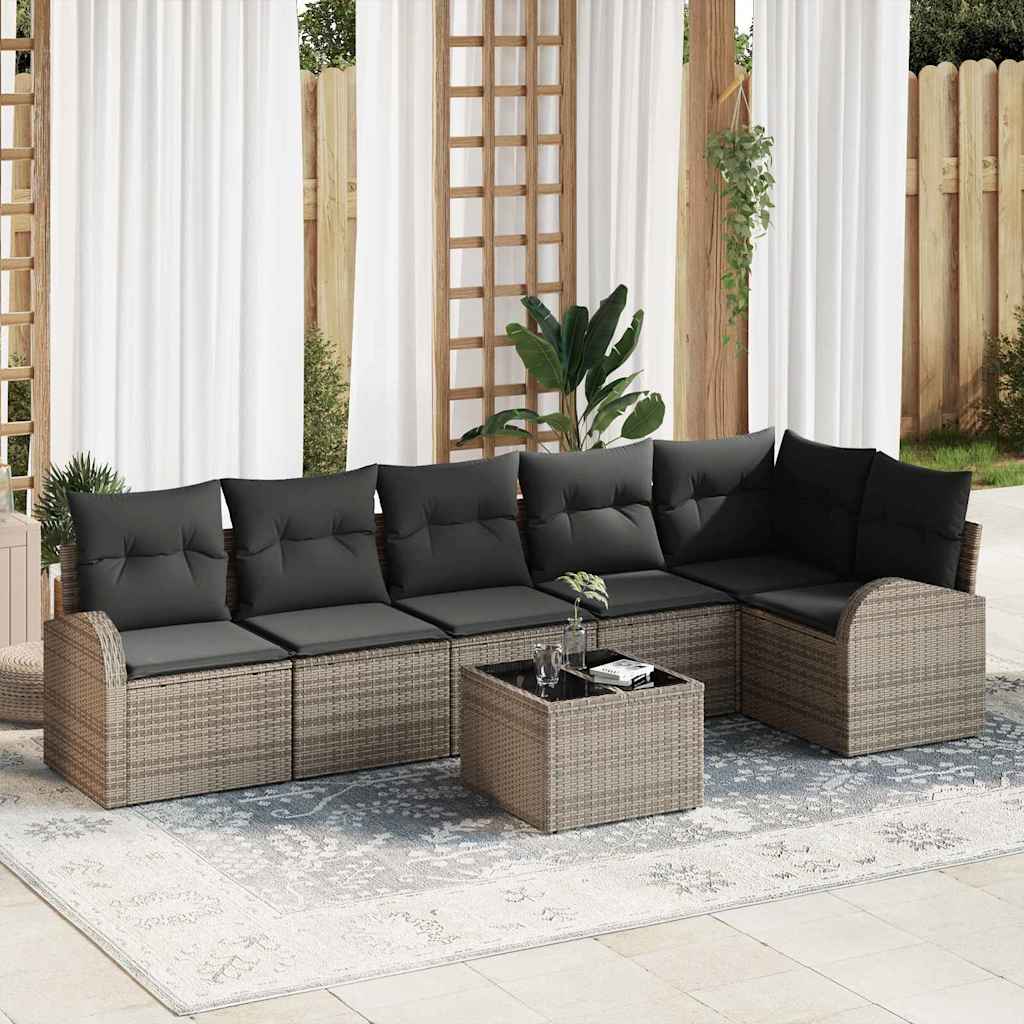 Gartensofa-set 7 stk. Grau Poly-Rattan
