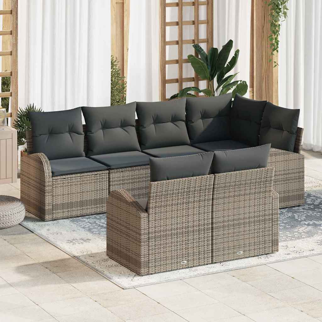Gartensofa-set 7 stk. Grau Poly-Rattan