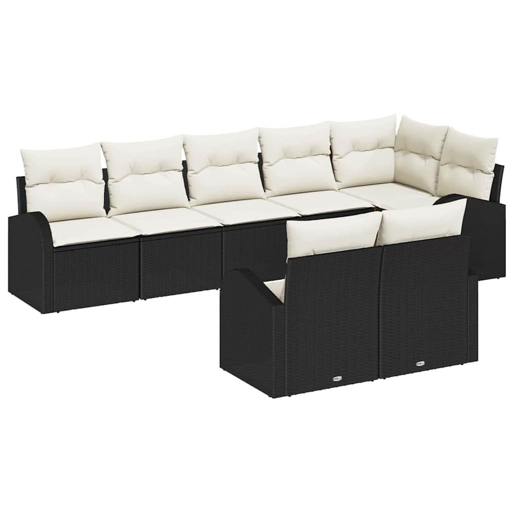 Gartensofa-set 8 stk. Schwarz und Weiß Poly-Rattan