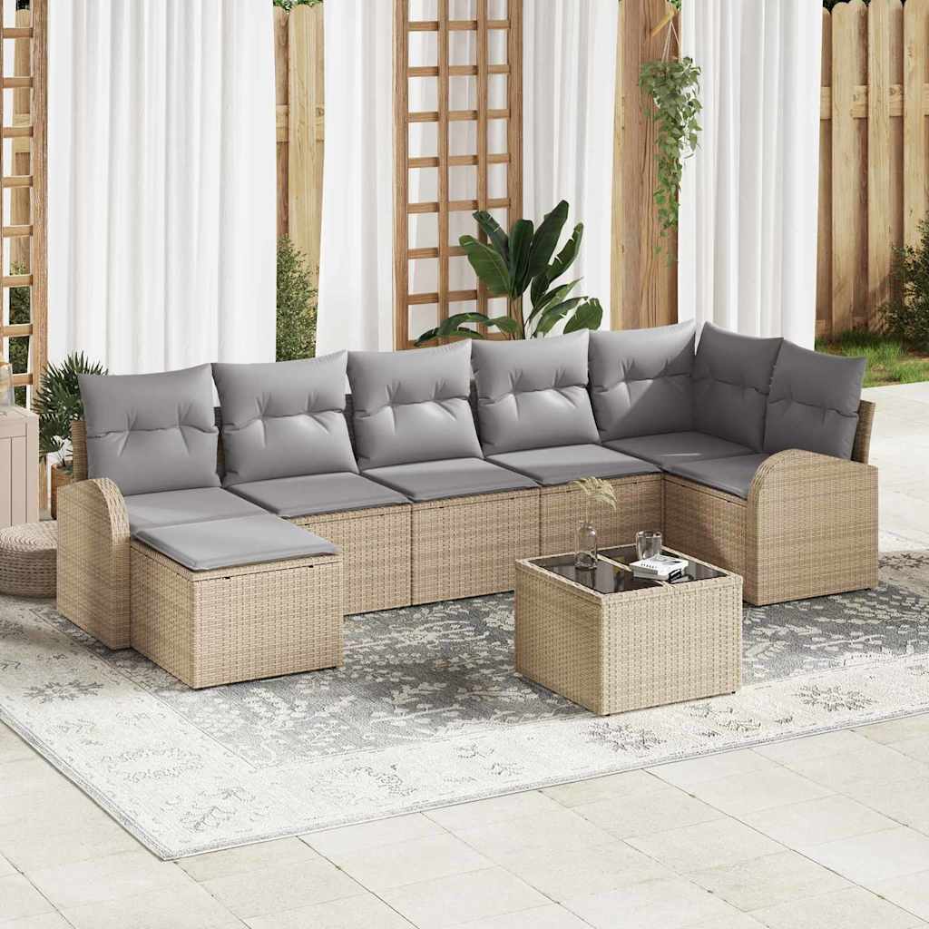 Sofa Set 8 stk. Beige Poly-Rattan