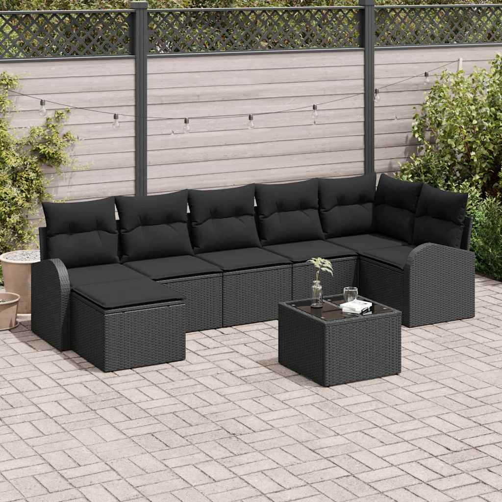 Sofa Set 8 stk. Schwarz Poly-Rattan