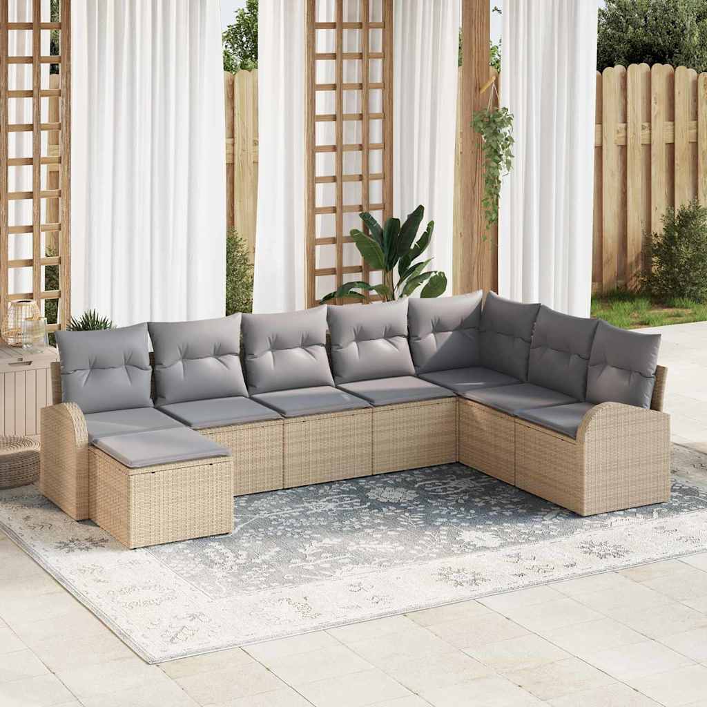 Sofa Set 8 stk. Beige und hellgrau Poly-Rattan
