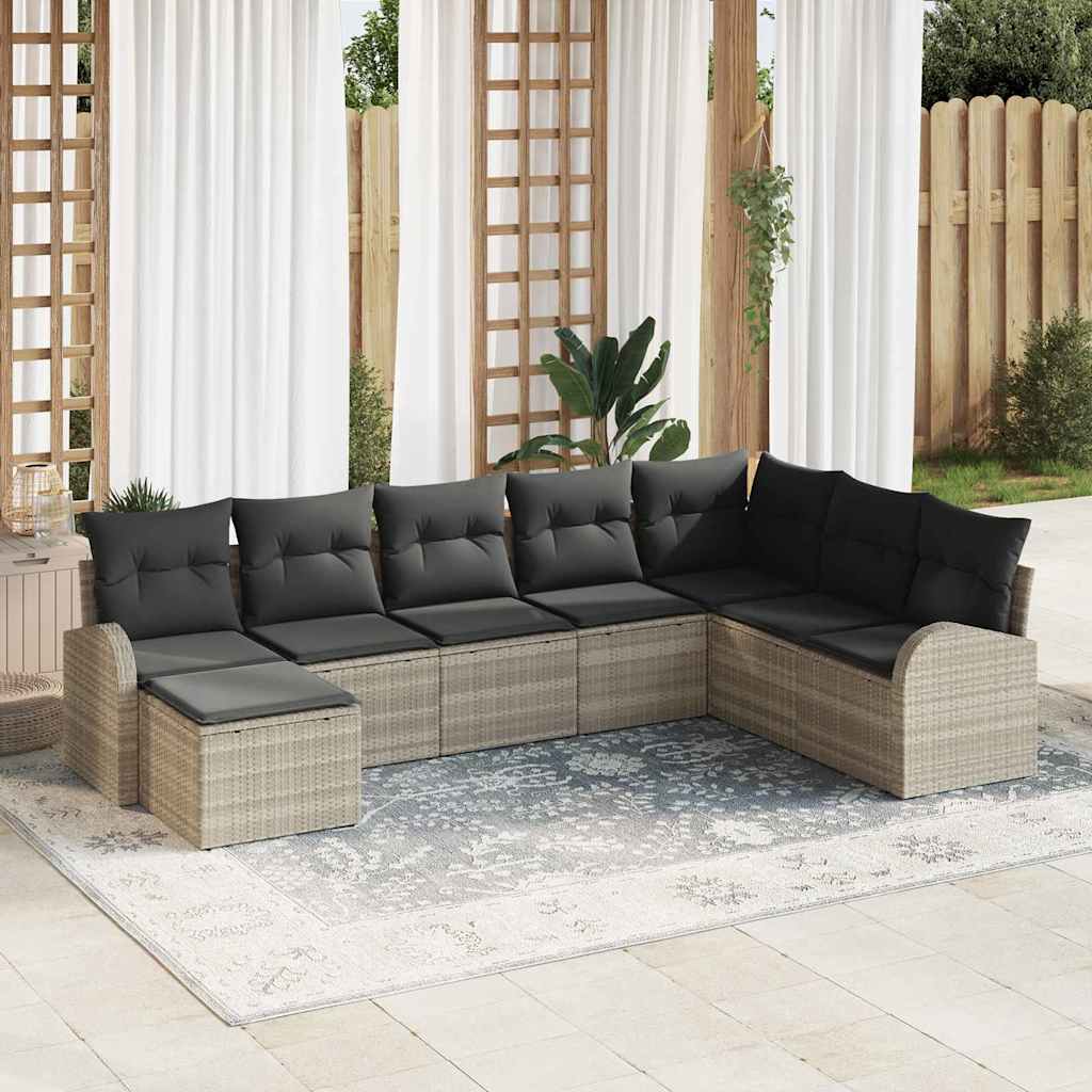 Sofa Set 8 stk. Hellgrau Poly-Rattan