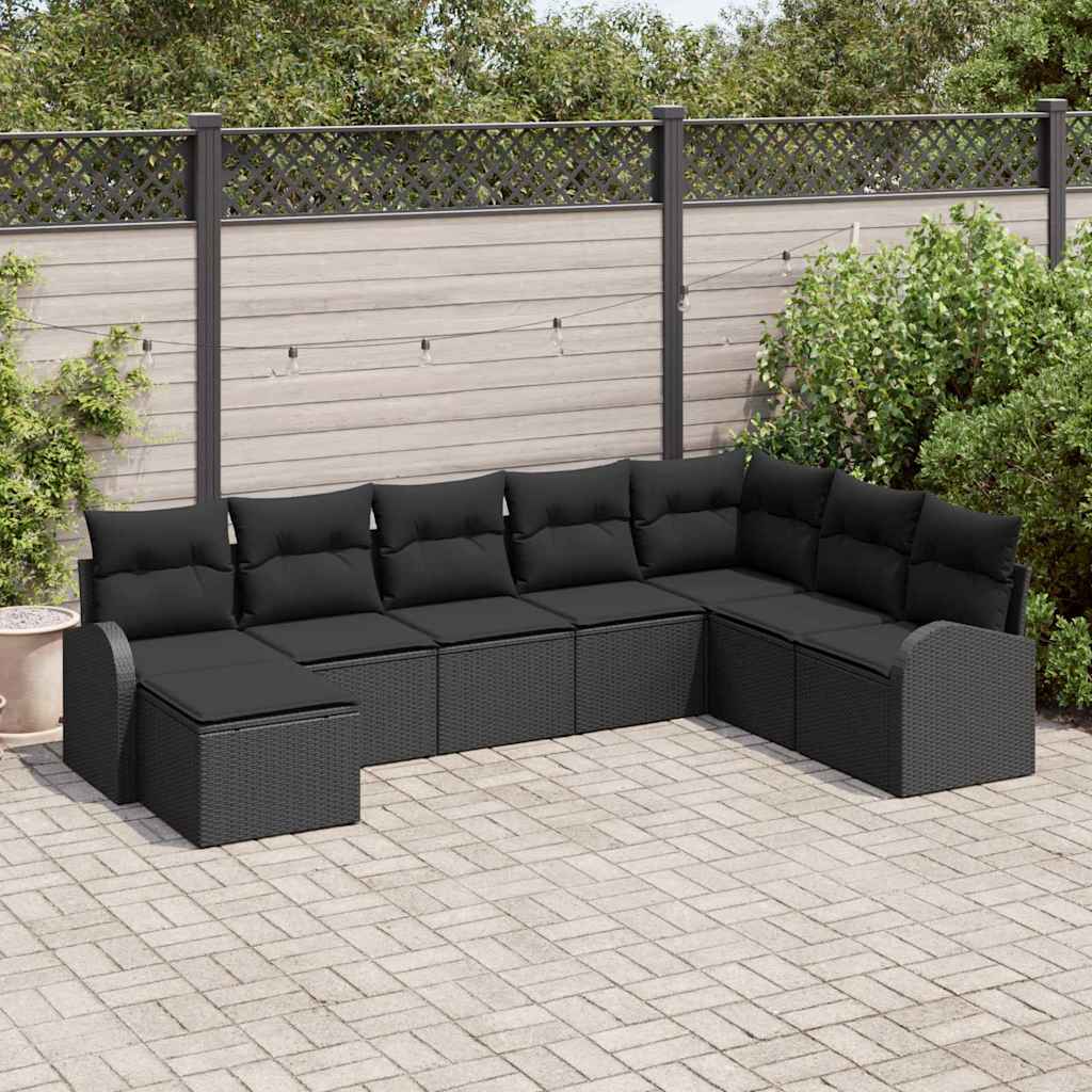 Sofa Set 8 stk. Schwarz Poly-Rattan