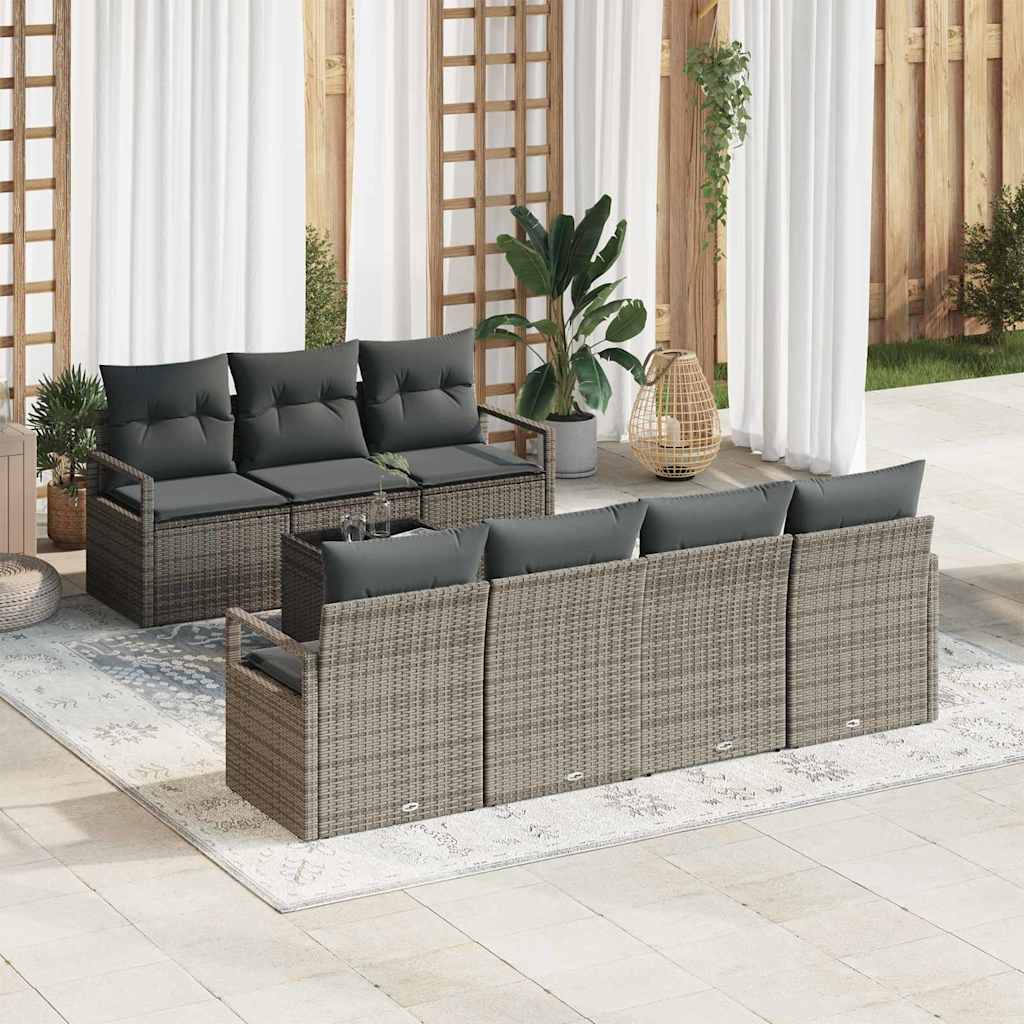 Gartensofa-set 8 Stk. 7-Sitzanzahl Grau Poly-Rattan