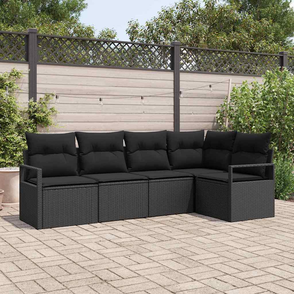 Gartensofa-set 5 stk. Schwarz Poly-Rattan
