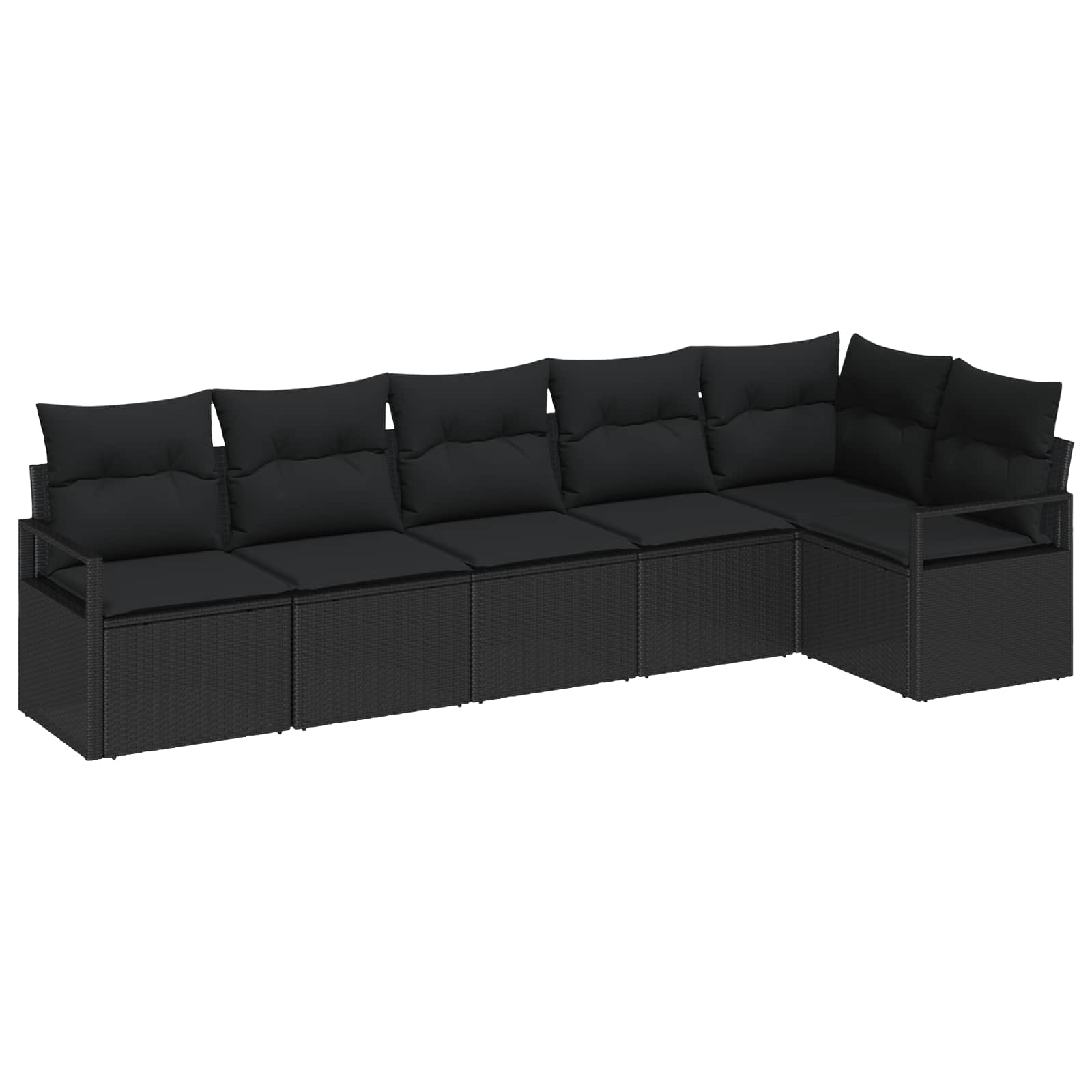 Gartensofa-set 6 stk. Schwarz Poly-Rattan