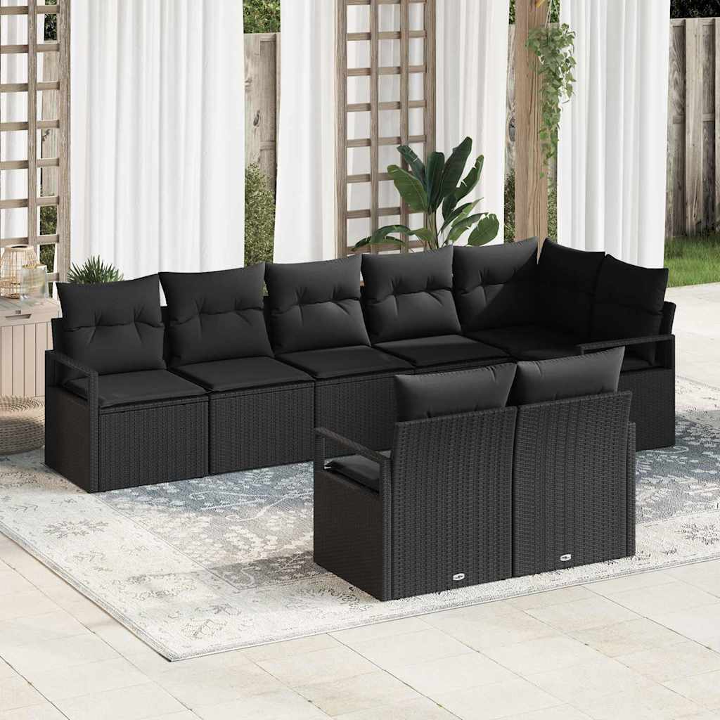Gartensofa-set 8 stk. Schwarz Poly-Rattan
