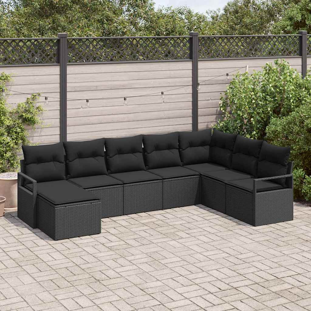Sofa Set 8 stk. Schwarz Poly-Rattan