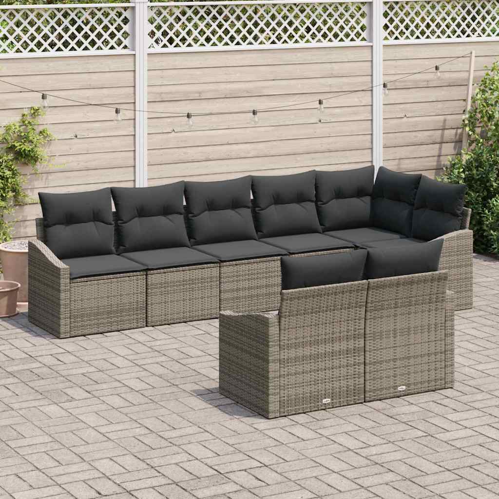 Gartensofa-set 8 stk. Grau Poly-Rattan