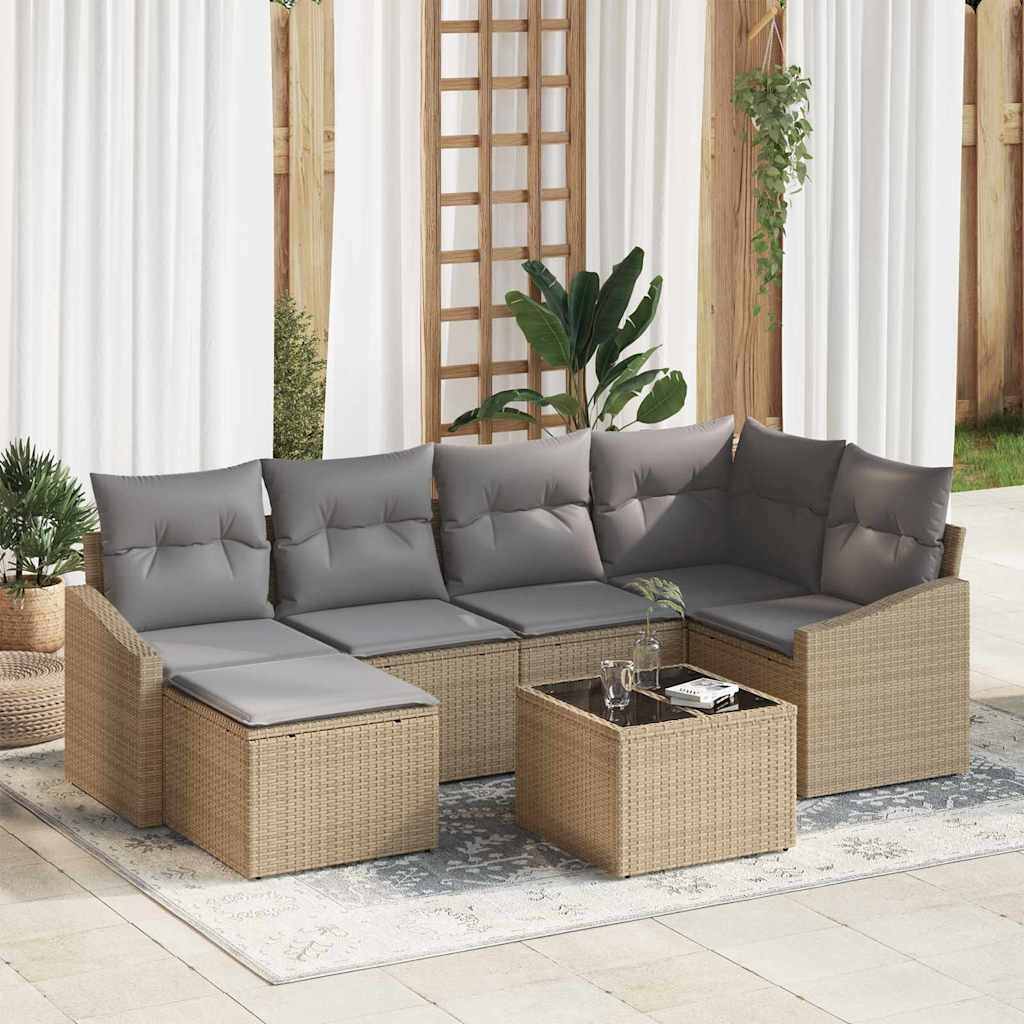 Garten Essgruppe 7 stk. Beige und Hellgrau