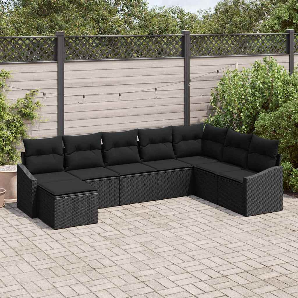 Gartensofa-set 8 stk. Schwarz Poly-Rattan