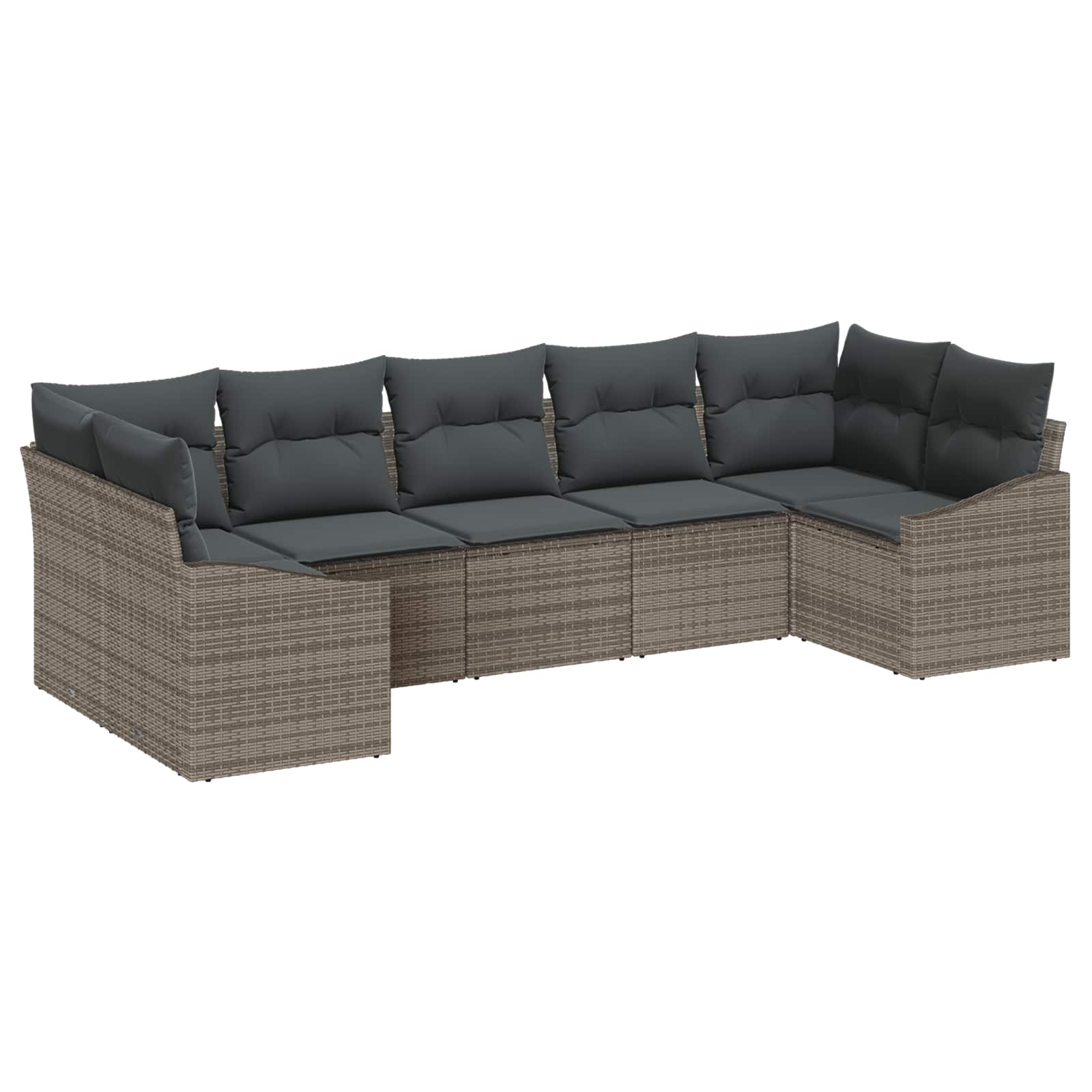 Gartensofa-set 7 stk. Grau Poly-Rattan