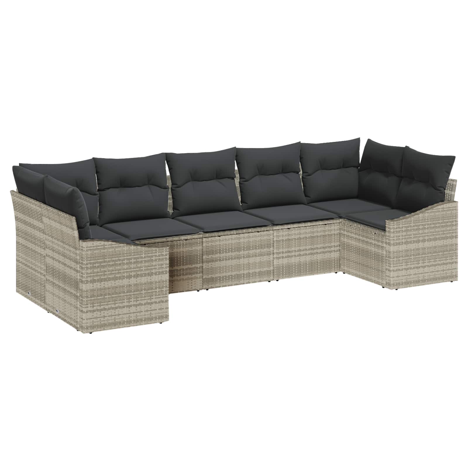 Gartensofa-set 7 stk. Hellgrau Poly-Rattan