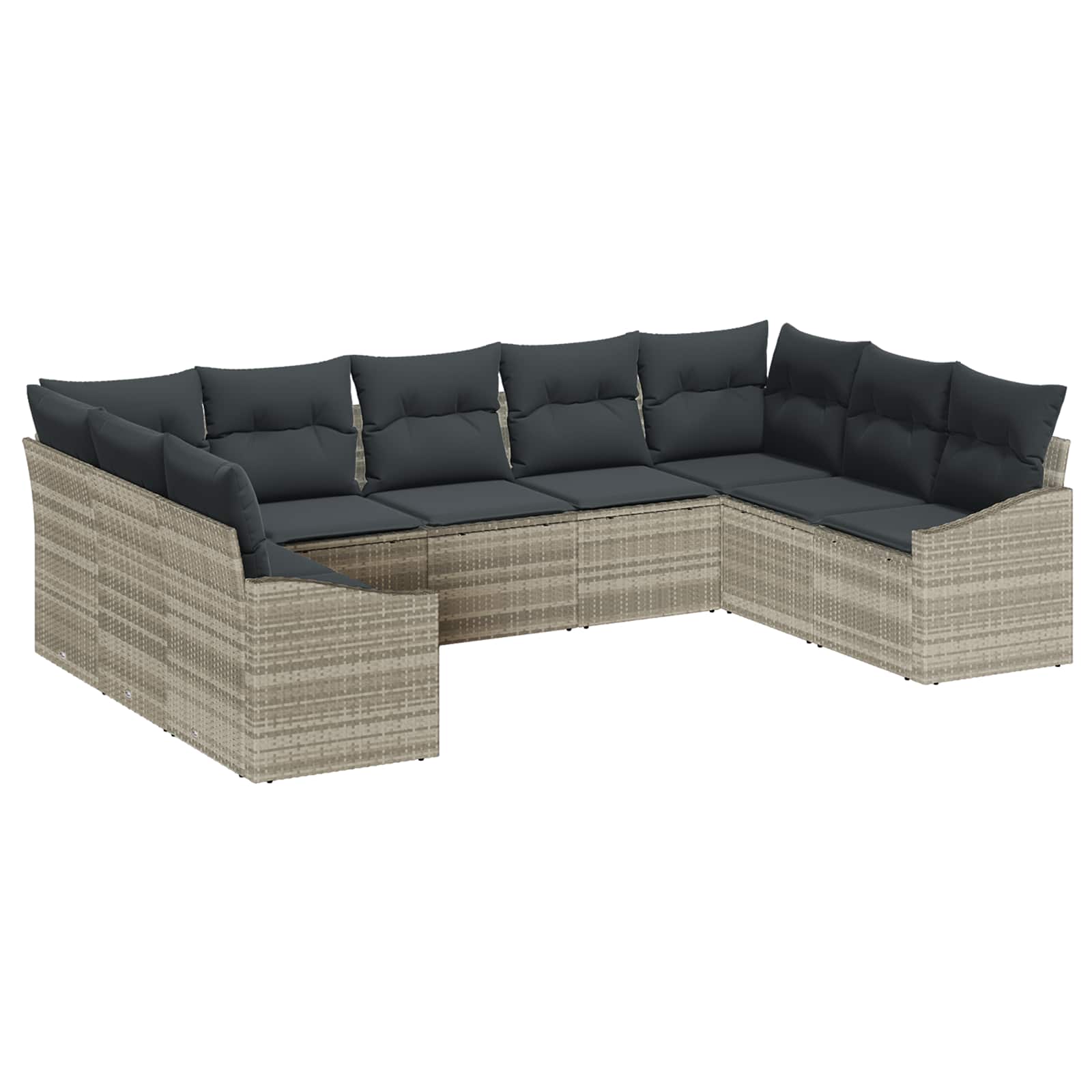 Gartensofa-set 9 stk. Hellgrau Poly-Rattan