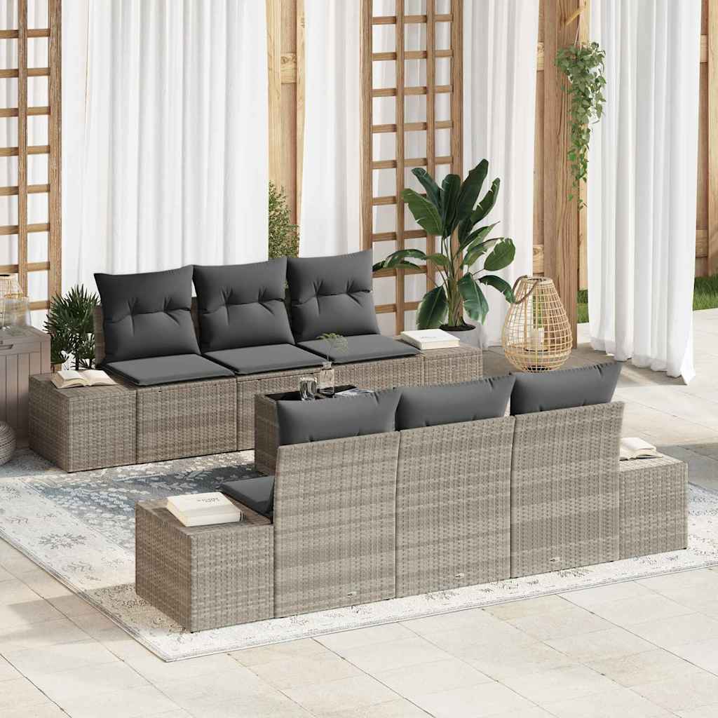 Garten-Sofa-Set 8 stk. Hellgrau und Dunkelgrau Poly-Rattan