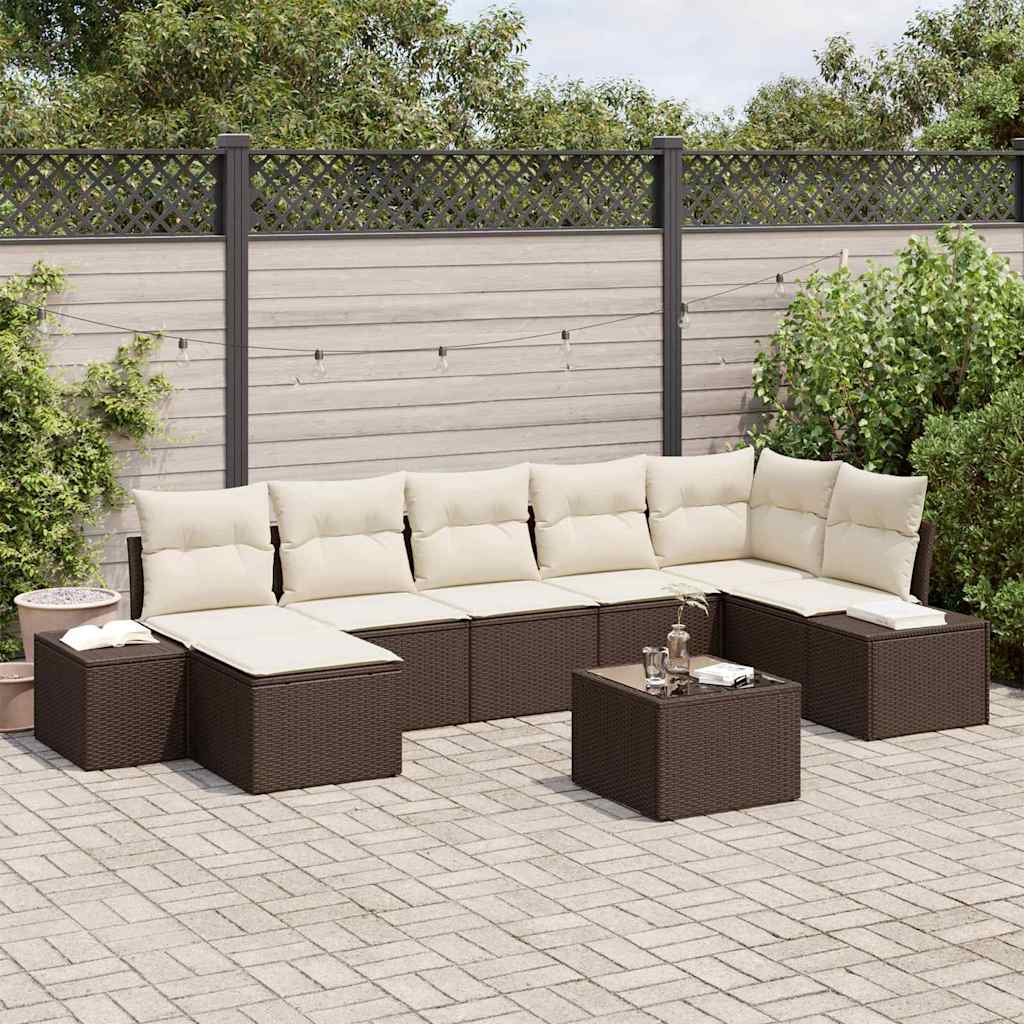 Garten-Sofa-Set 7 stk. Braun Poly-Rattan
