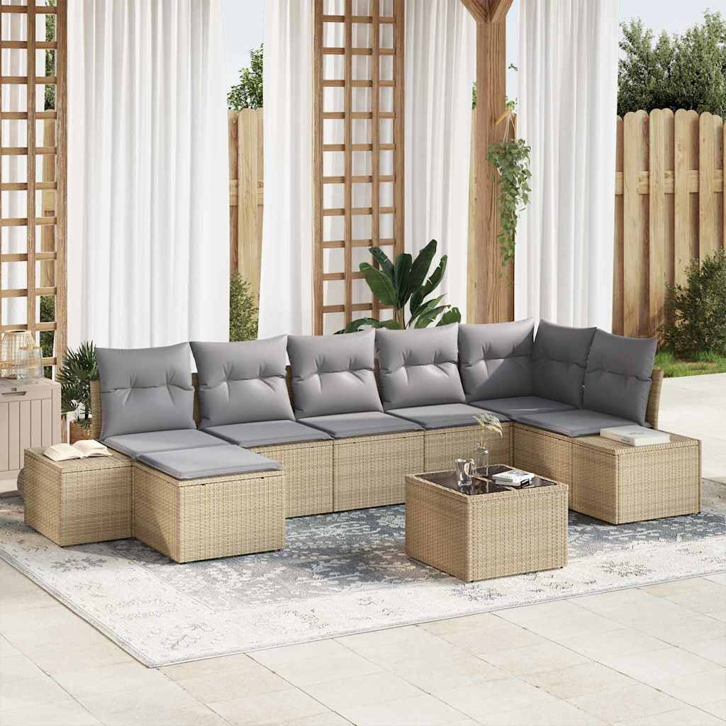 Garten-Sofa-Set 7 stk. Beige Poly-Rattan