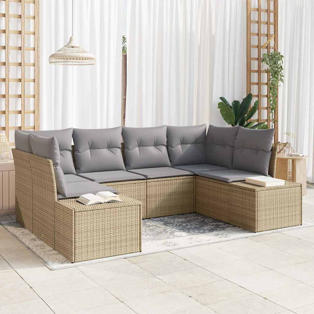 Gartensofa-set 6 stk. 6-Sitzanzahl Beige und Hellgrau