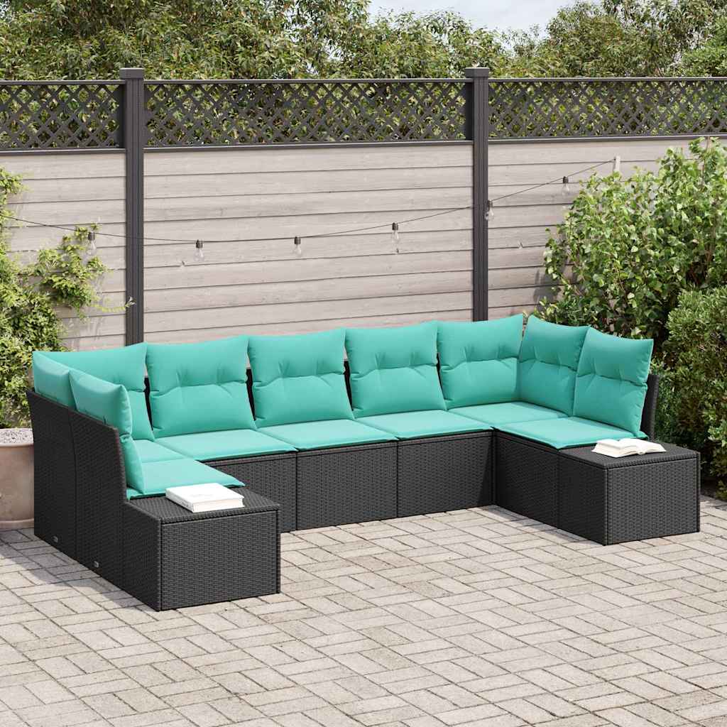 Gartensofa-set 7 stk. 7-Sitzanzahl Schwarz und Türkis