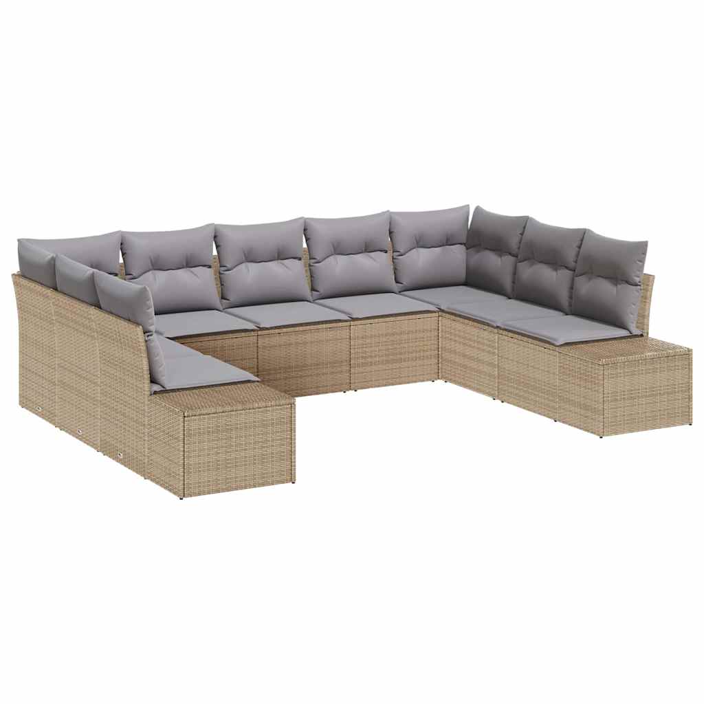 Gartensofa-set 9 stk. 8-Sitzanzahl Beige und Hellgrau