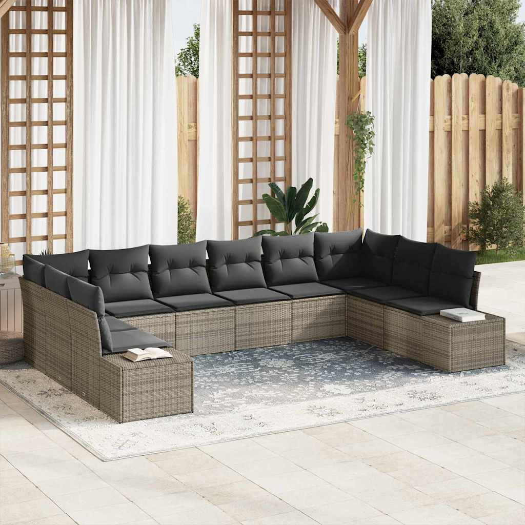 Gartensofa-set 10 Stk. 9-Sitzanzahl Grau Polyrattan