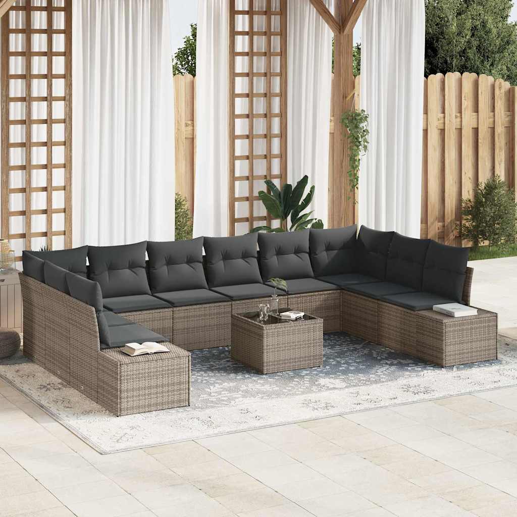 Gartensofa-set 10 Stk. 9-Sitzanzahl Grau Polyrattan
