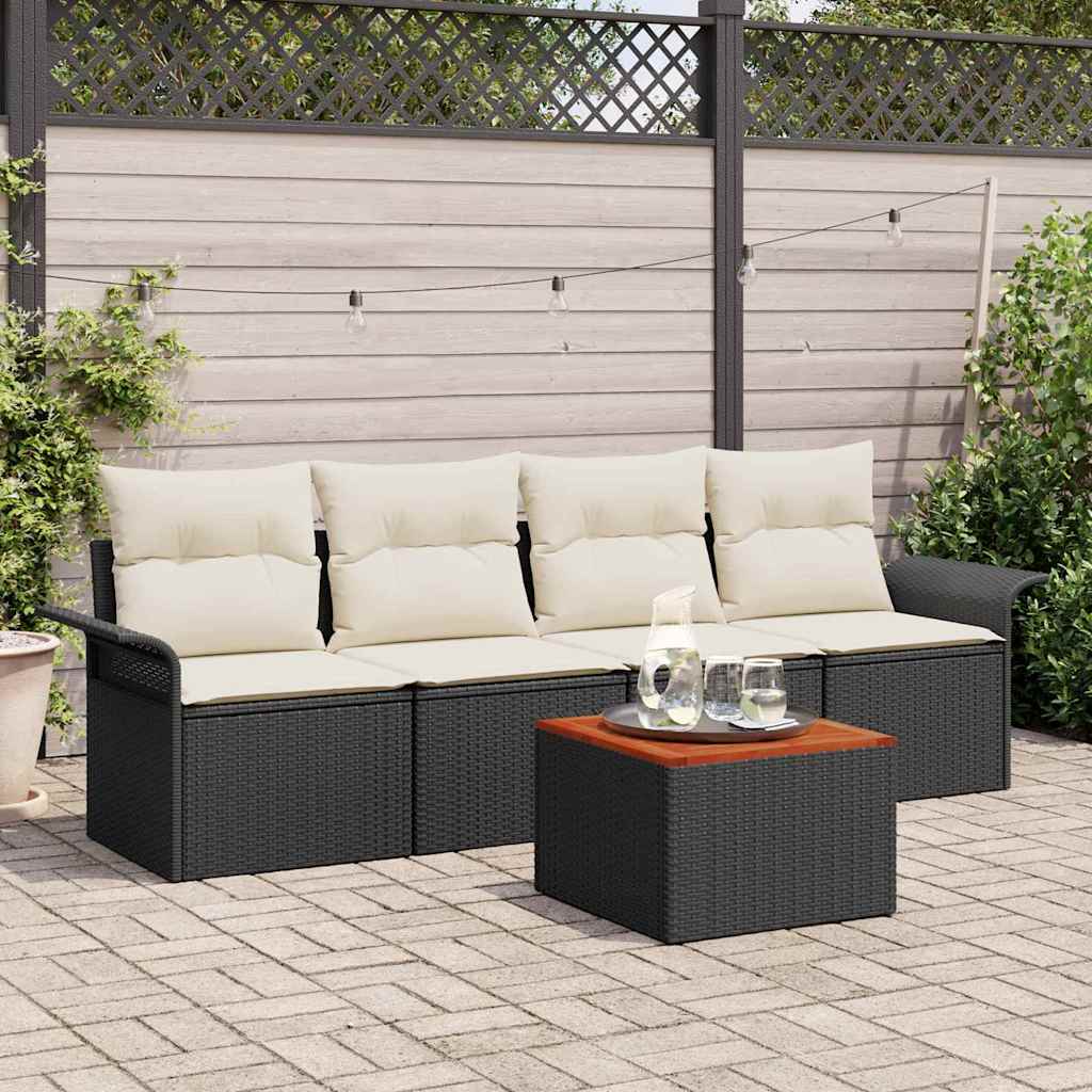 Gartensofa-set 5 Stk. 4-Sitzanzahl Schwarz und Creme