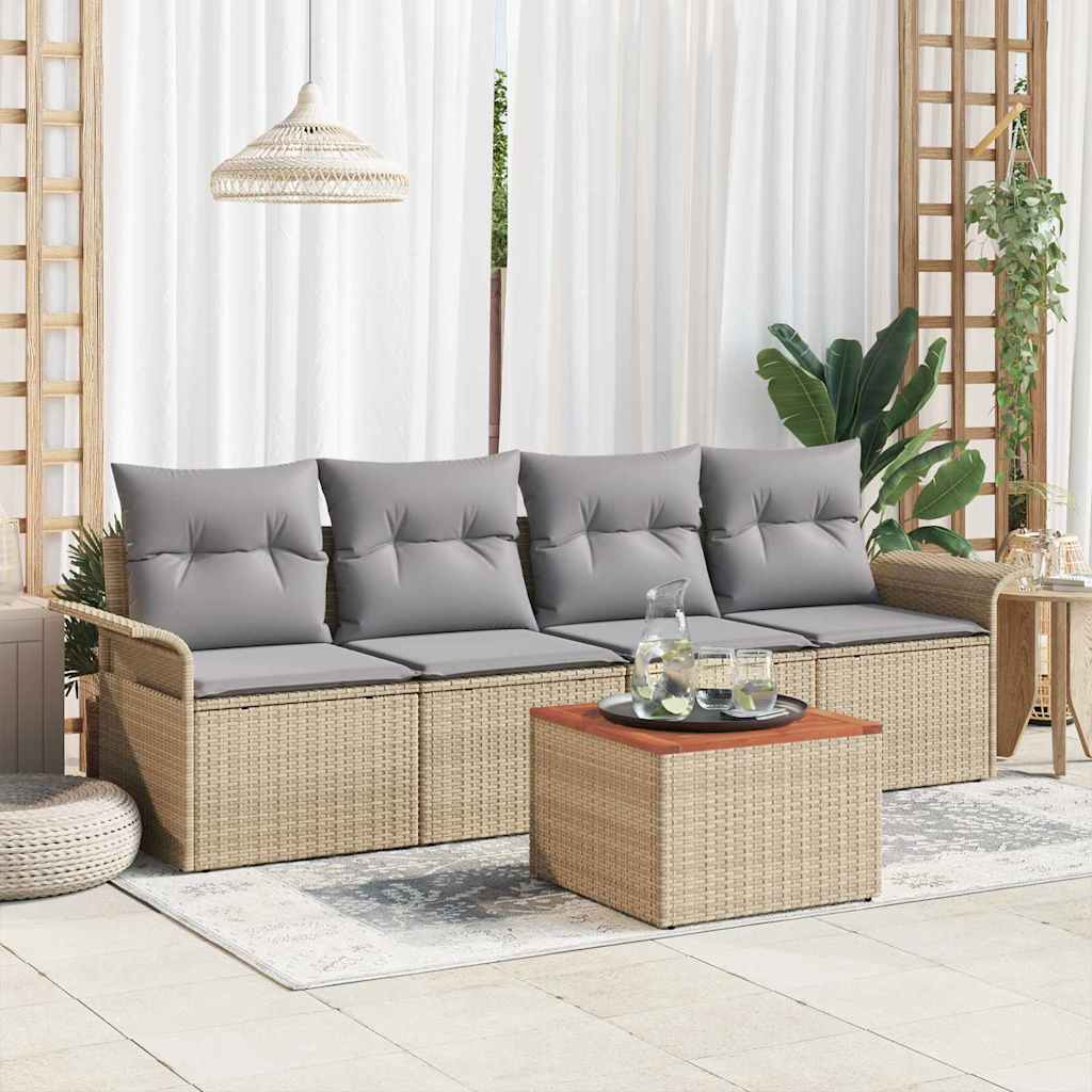 Gartensofa-set 5 Stk. 4-Sitzanzahl Beige und Hellgrau