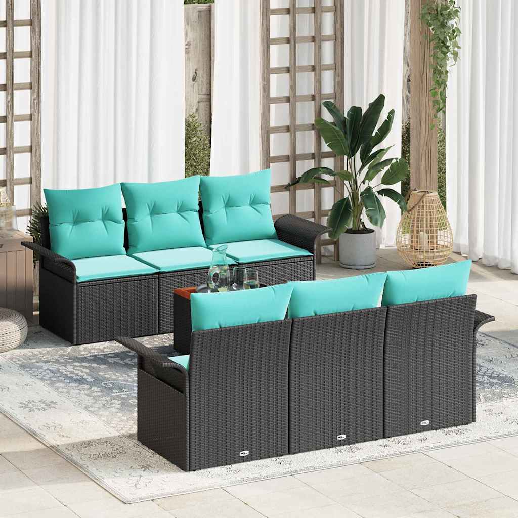 Gartensofa-set 7 Stk. 6-Sitzanzahl Schwarz und Türkis