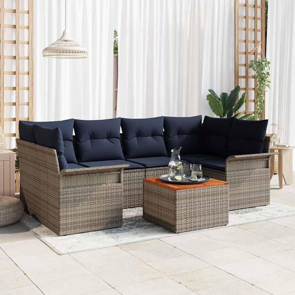 Gartensofa-set 7 Stk. 6-Sitzanzahl Grau und Marineblau