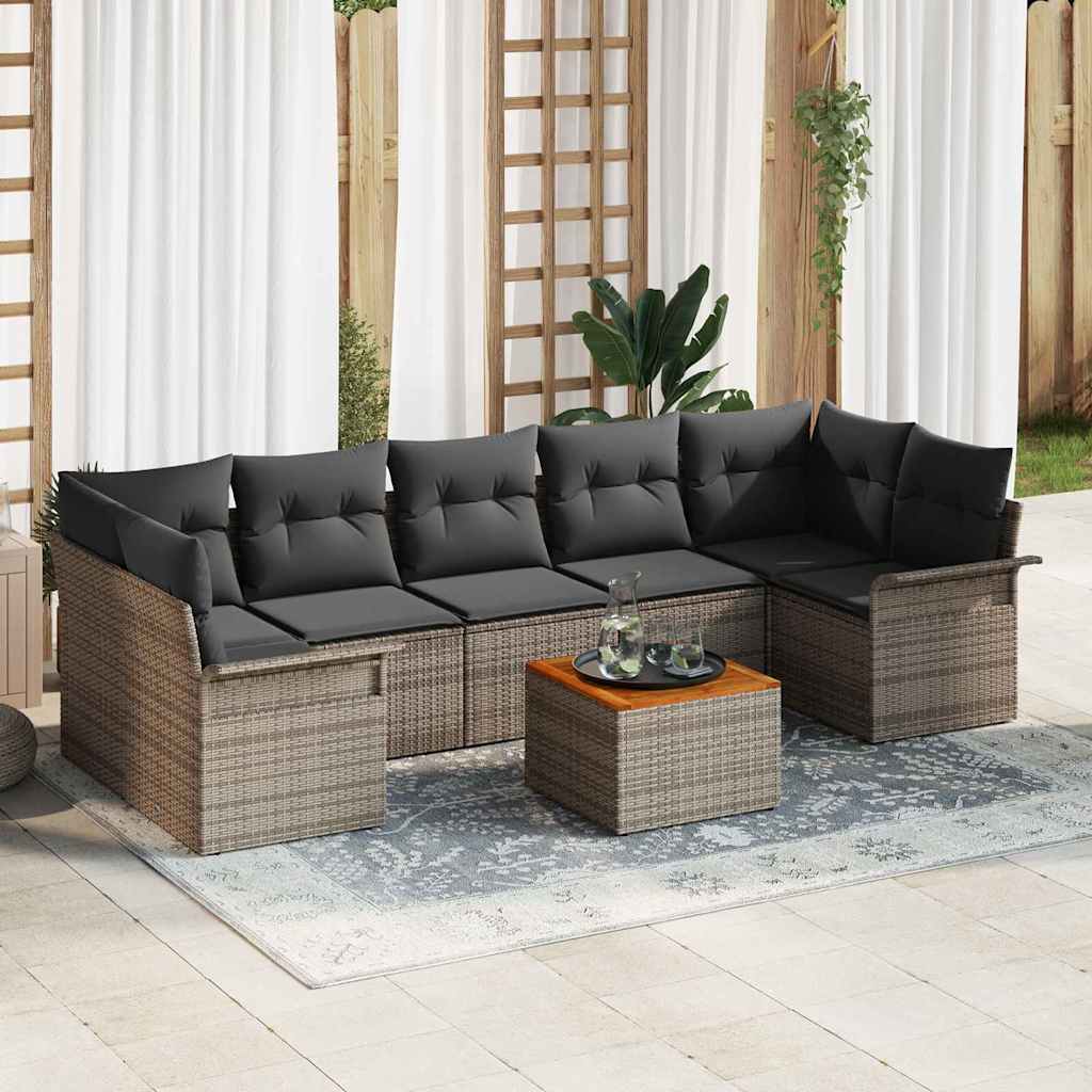 Gartensofa-set 8 stk. 7-Sitzanzahl Grau Poly-Rattan