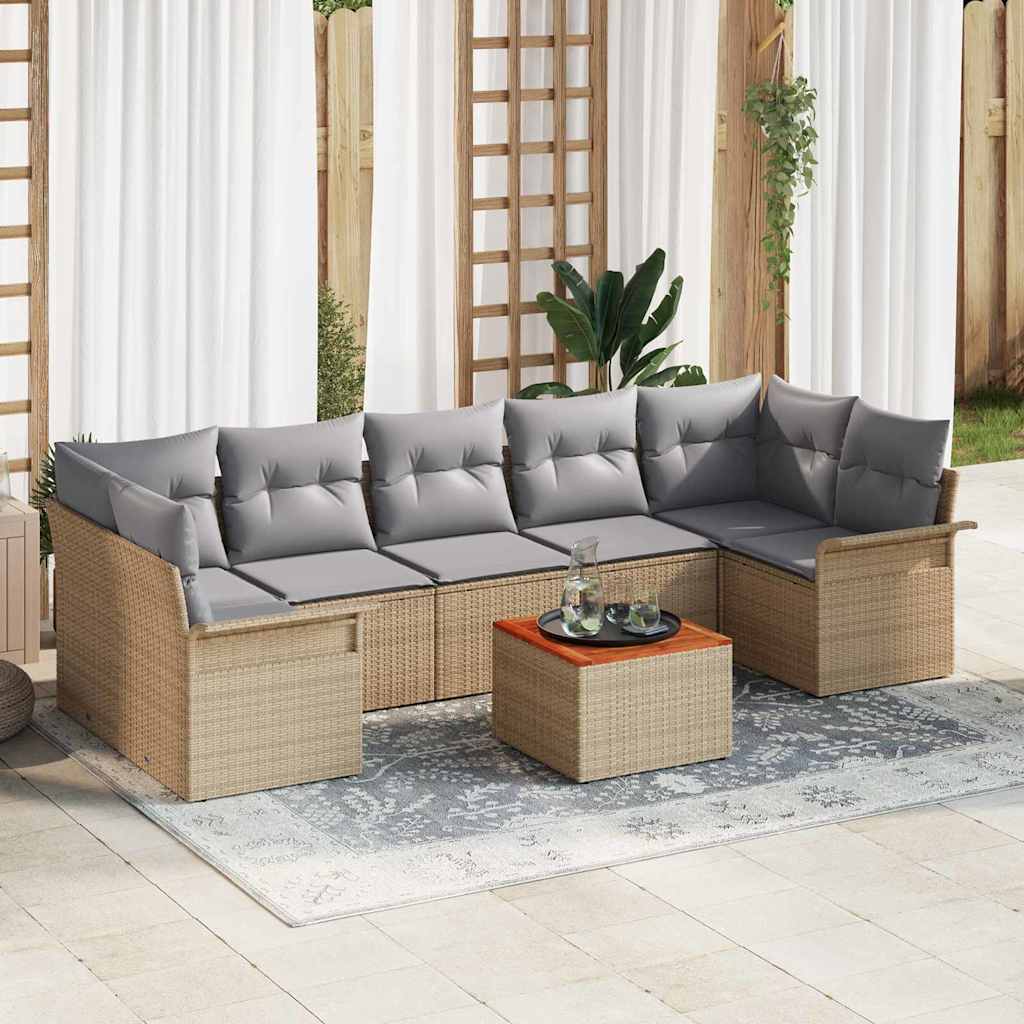 Gartensofa-set 8 stk. 7-Sitzanzahl Beige und Hellgrau