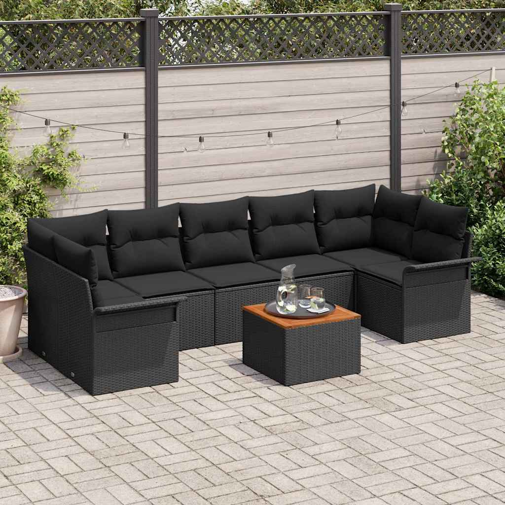 Gartensofa-set 8 stk. 7-Sitzanzahl Schwarz Poly-Rattan