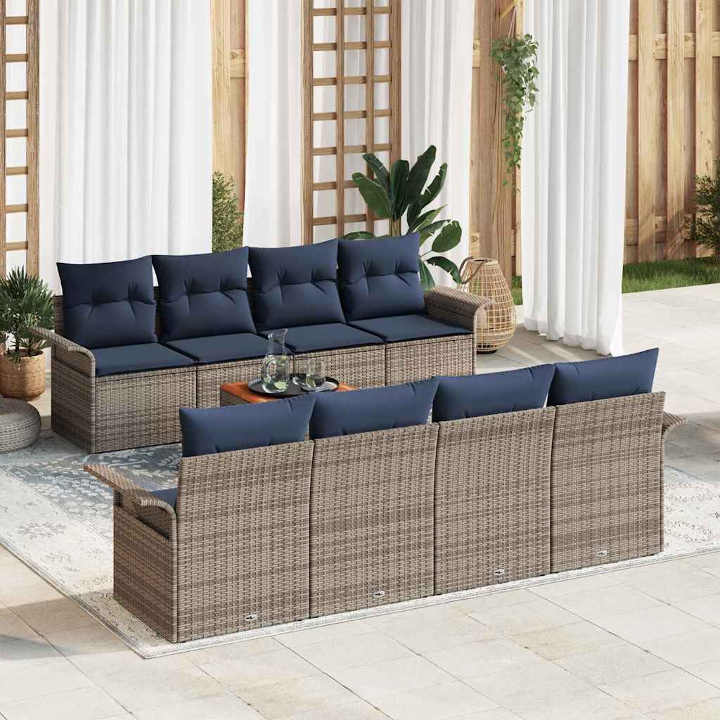 Gartensofa-set 9 stk. 8-Sitzanzahl Grau und Marineblau