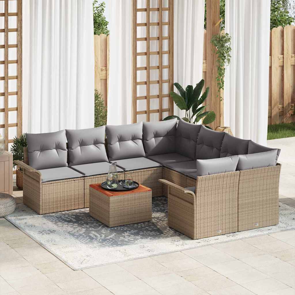 Gartensofa-set 9 stk. 8-Sitzanzahl Beige und Hellgrau