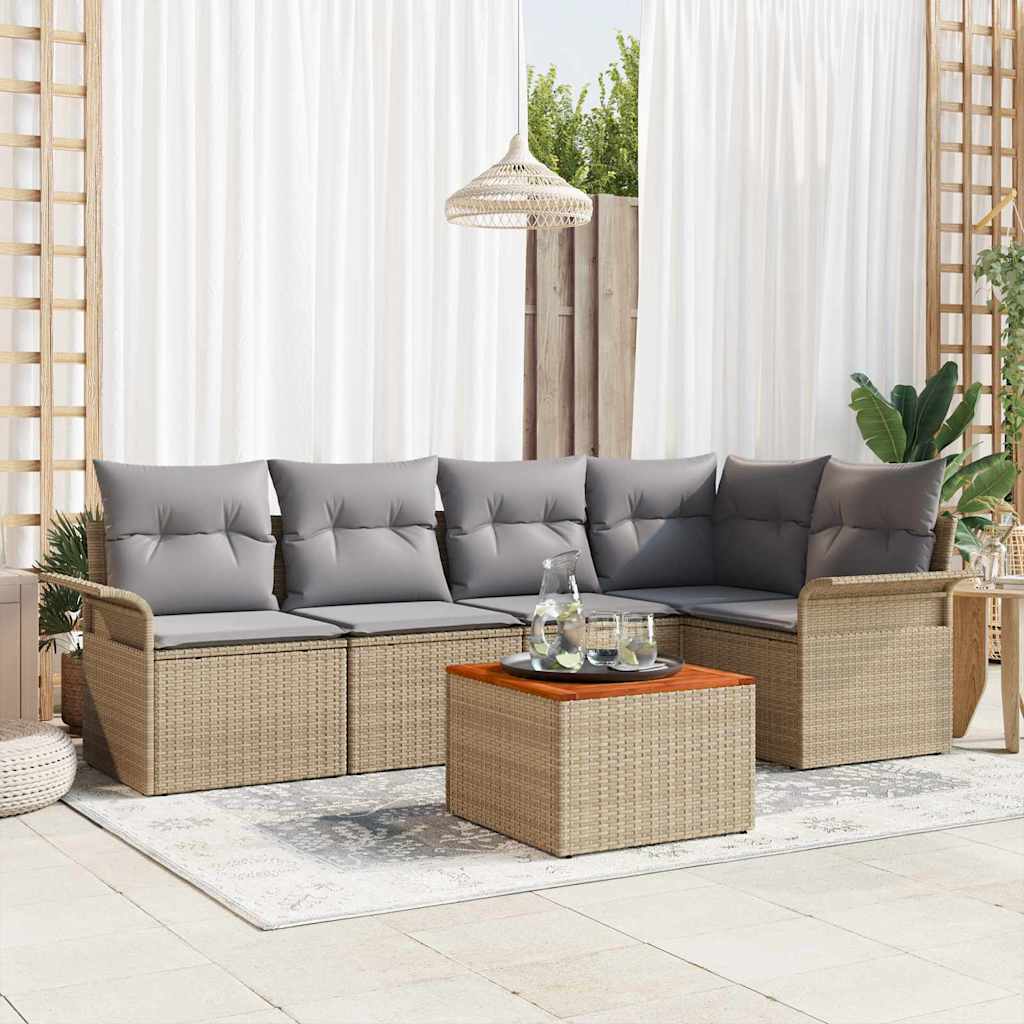 Gartensofa-set 6 Stk. 5-Sitzanzahl Beige und Hellgrau