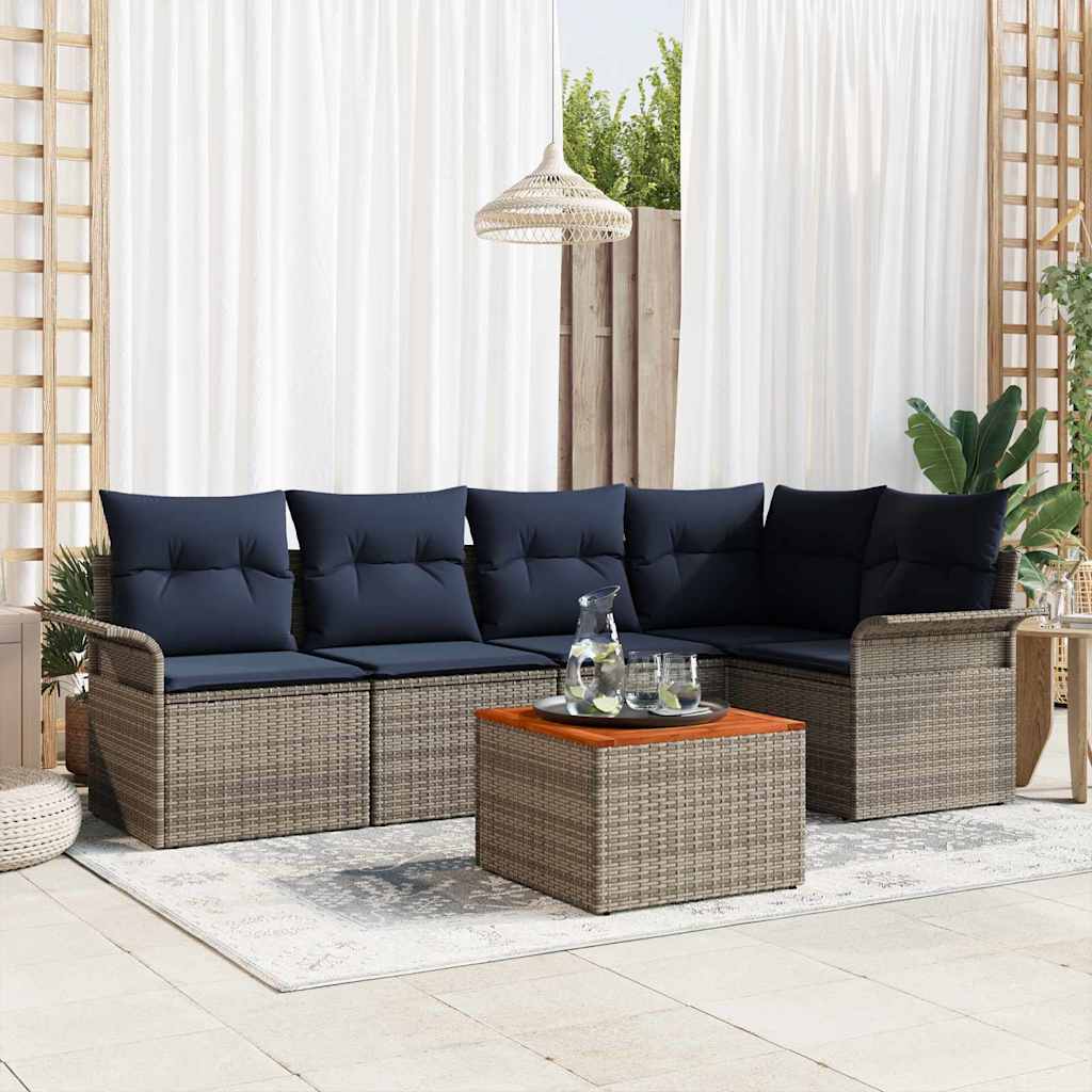 Gartensofa-set 6 Stk. 5-Sitzanzahl Grau und Marineblau